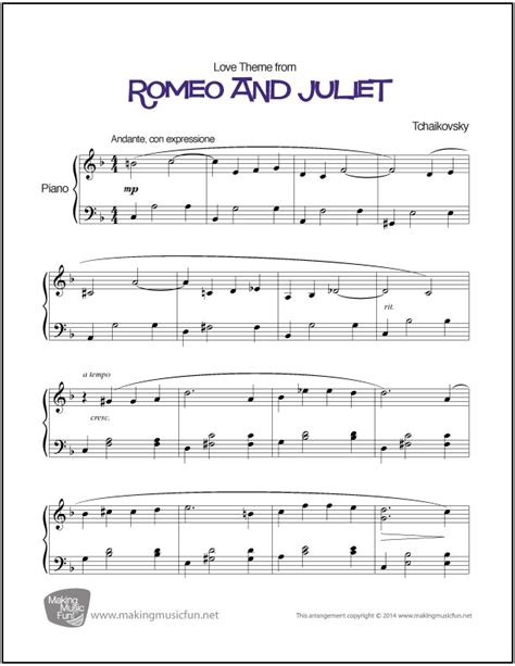 Romeo and Juliet (Tchaikovsky) | Easy Piano Sheet Music ...