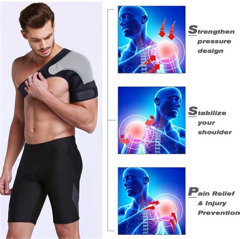 Adjustable Shoulder Stability Brace with Pressure Pad - Breathable Neoprene Support for Rotator ...