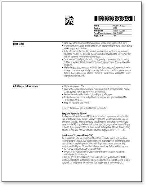 IRS Audit Letter CP06A – Sample 1