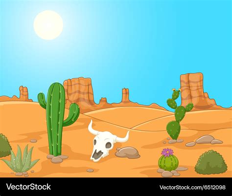 Cartoon desert landscape wild west Royalty Free Vector Image