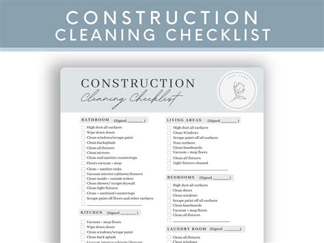 Professional Construction Cleaning Checklist Editable House - Etsy