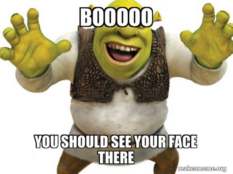 booooo you should see your face there - Shrek Meme Generator