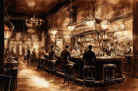 Premium AI Image | A handdrawn illustration of a speakeasy bar during the Prohibition era ...