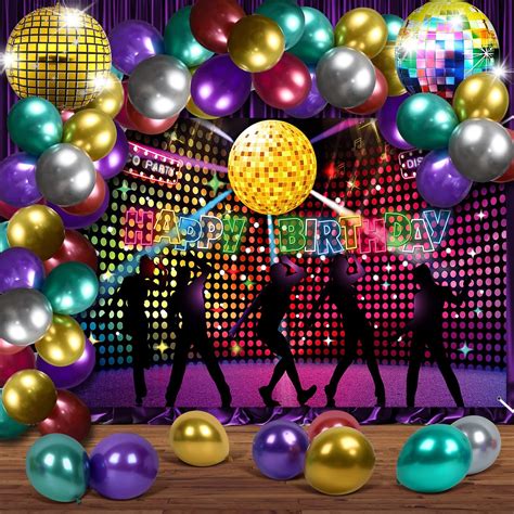 Disco Birthday Party Decorations Large Happy Birthday Disco Banner ...