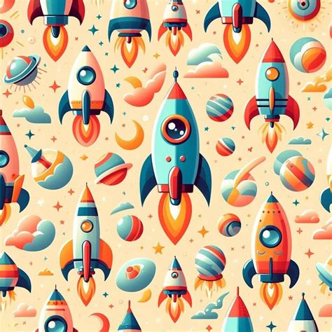 Premium AI Image | Seamless endless rockets ufos aliens Pattern Decor Vector Art Illustration ...