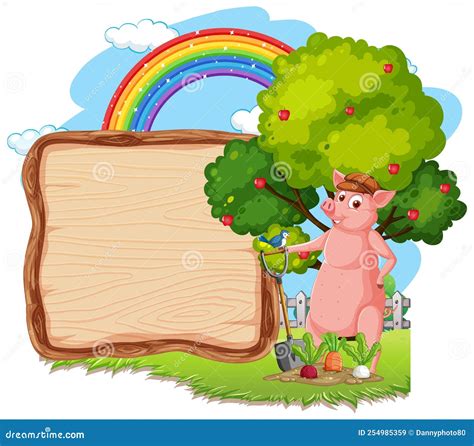 Empty Banner Template with Farm Animals Stock Vector - Illustration of ...