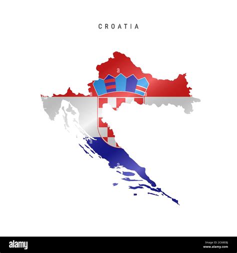 Detailed waving flag map of Croatia. Vector map with masked flag Stock Vector Image & Art - Alamy