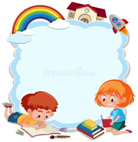 A cute children border stock vector. Illustration of study - 124228690