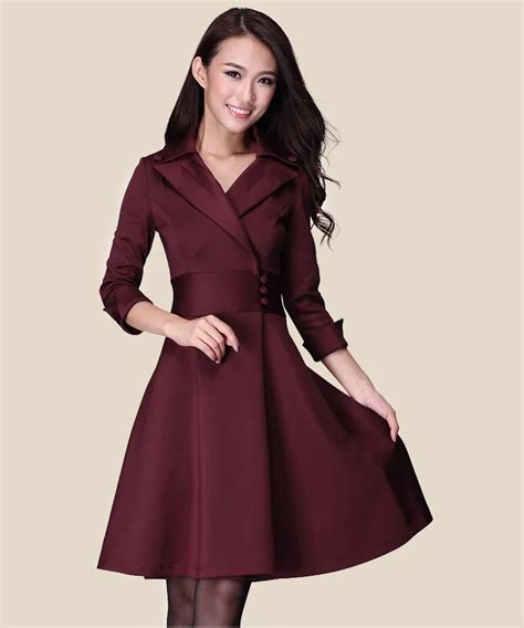 Fashion New Women Winter Dress Solid Color Female Warm Slimming Plus Size Thick Dresses Women's ...