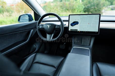 Self Driving Tesla Car Premium Black Interior. Wood Trim, Leather Seats ...