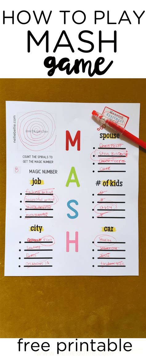 Mash Printable Game