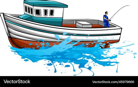 Pleasure fishing boat isolated on white background