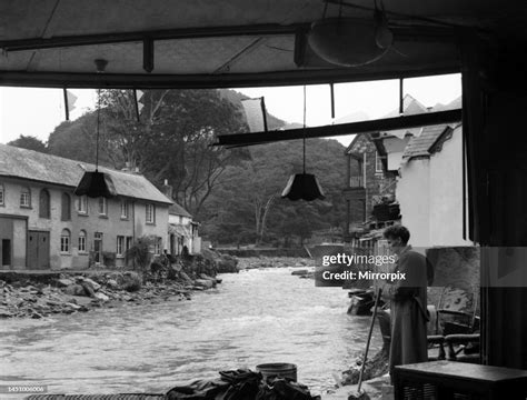 The scene in Dulverton, Somerset where a woman was swept away from... News Photo - Getty Images