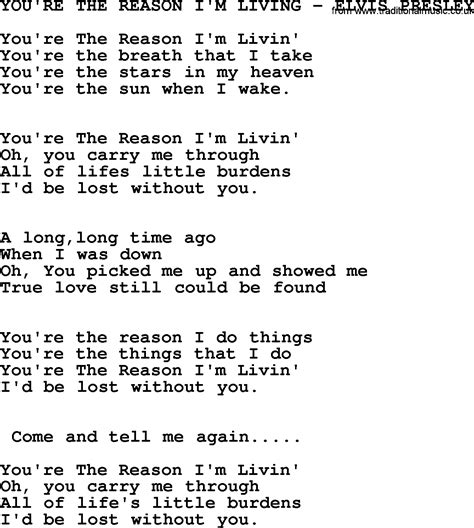 You're The Reason I'm Living-Elvis Presley-.txt, by Elvis Presley - lyrics and chords