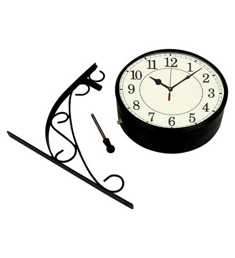 Black Analog Vintage Double Side Iron Wall Clock (Style3, 8 x 8 Inch ...