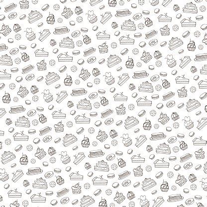 Doodle Bakery,Cakes Pattern.Vintage Linear Background Stock Clipart | Royalty-Free | FreeImages