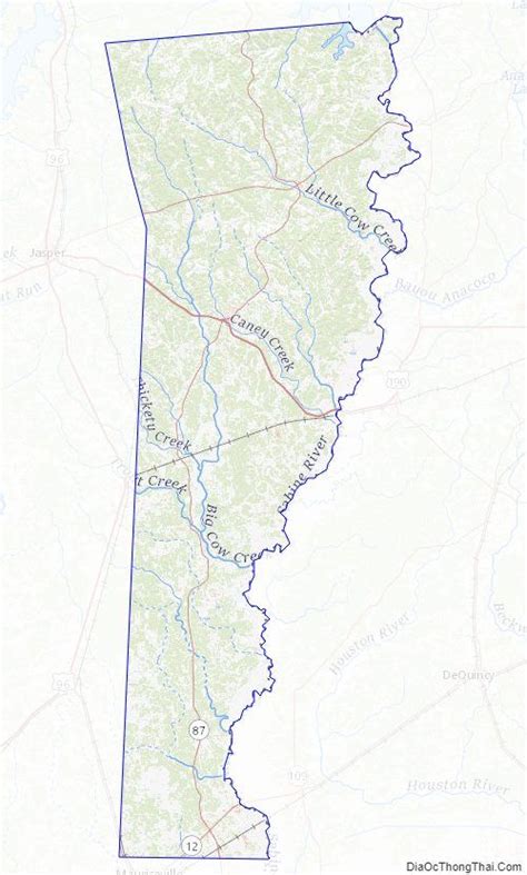 Topographic map of Newton County, Texas Newton County, Topographic Map ...