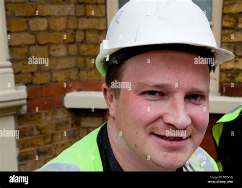 A Builder In A Hard Hat London UK Europe Stock Photo - Alamy
