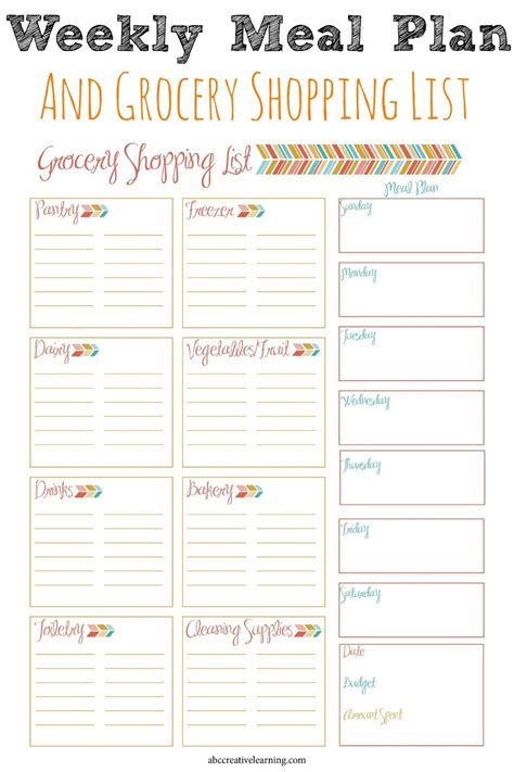 Printable Weekly Meal Planner Template With Grocery List Excel | Template-two.vercel.app