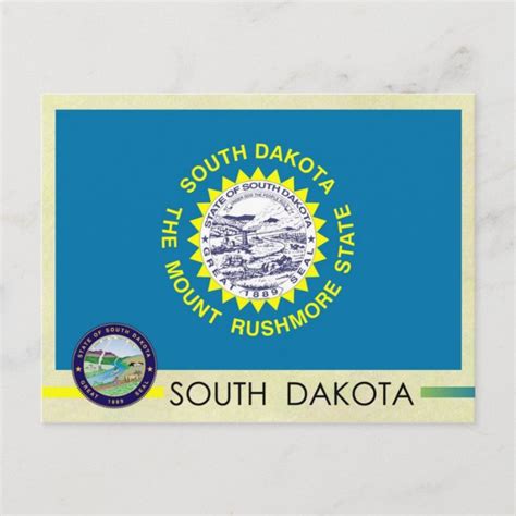 South Dakota State Flag and Seal Postcard | Zazzle.com