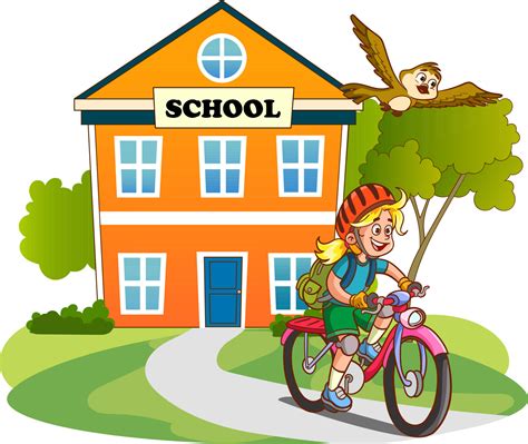 cute boy riding bike to school cartoon vector 15584121 Vector Art at Vecteezy