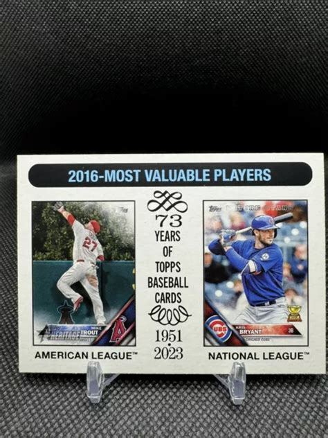 MIKE TROUT KRIS Bryant MVP bordo bianco 2024 Topps Heritage #209 Angels ...