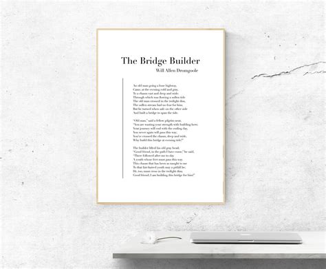 The Bridge Builder by Will Allen Dromgoole Poetry Art Print - Etsy Canada