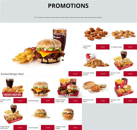 KFC Menu Prices & Specials