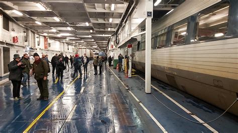 Last train on a ferry in Denmark, one of three train ferries in Europe, ending 147 years of ...