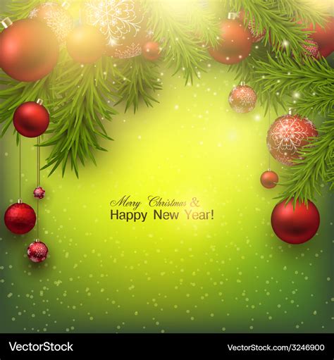 Christmas background with red balls and green Vector Image