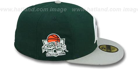 Michigan State SIDE BASKETBALL-PATCH Green-Grey Fitted Hat