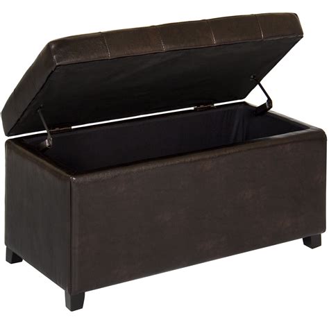 BCP Leather Storage Ottoman Bench - Brown 816586028761 | eBay