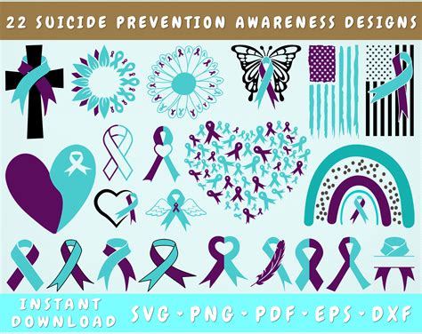 Suicide Prevention Awareness SVG Bundle, 22 Designs, Suicide Awareness Clipart, Suicide ...