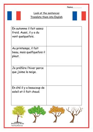 French lesson and resources - Seasons | Teaching Resources