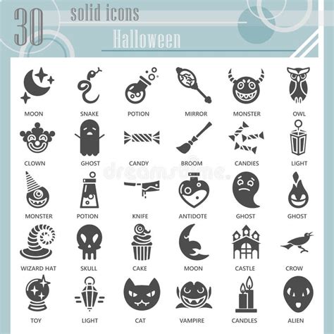 Halloween Glyph Icon Set, Horror Symbols Collection, Vector Sketches ...