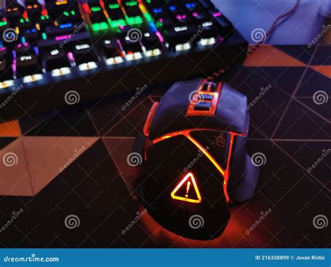 Gaming Mouse with Orange Led Lights Stock Image - Image of button ...