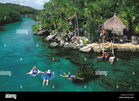 Mexico snorkeling Xel-Ha Lagoon tourist attraction near playa del carmen and cancun on Xel-Ha ...