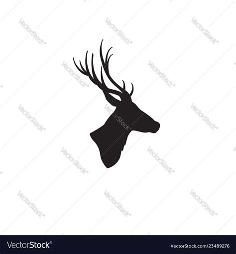 Deer head silhouette wild animal reindeer profile Vector Image