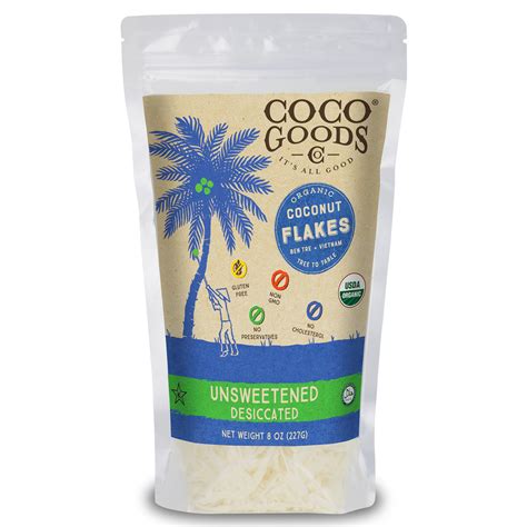 CocoGoodsCo Organic Unsweetened Desiccated Coconut, FLAKES 8 oz, 2 Pack ...