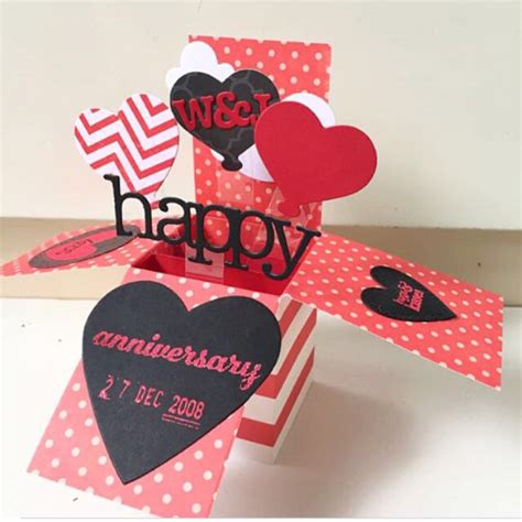 Happy anniversary pop up card in red and black | Shopee Singapore