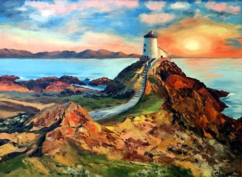 Lighthouse Painting Seascape Original Art Nautical Wall Art | Etsy in 2021 | Lighthouse painting ...