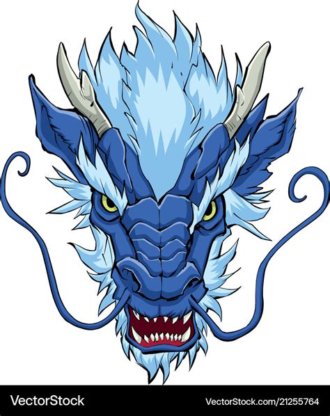 Chinese dragon head blue Royalty Free Vector Image