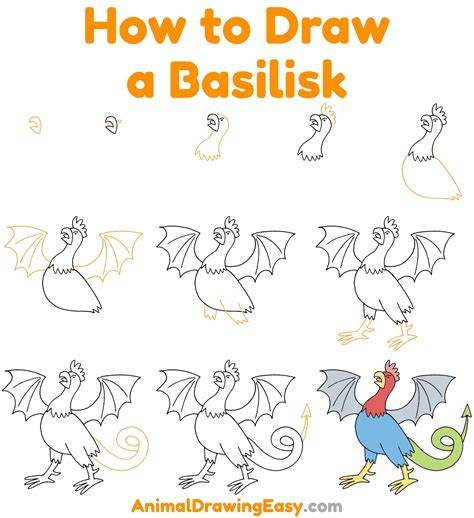 How to Draw a Basilisk - Animaldrawingeasy.com