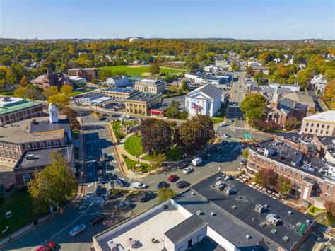 Woburn Common Aerial View, Woburn, MA, USA Stock Photo - Image of hall, legislature: 261269376