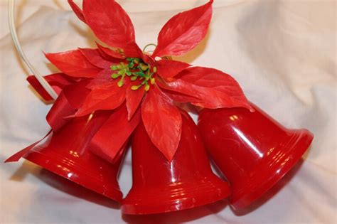 Retro Red Plastic Lighted Christmas Bells Three Christmas | Etsy