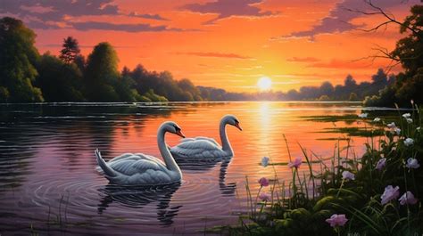 Premium AI Image | two swans in a lake