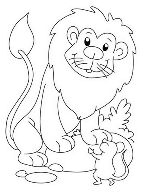 Kids Page: Lion and the Mouse Story Coloring Pages 3