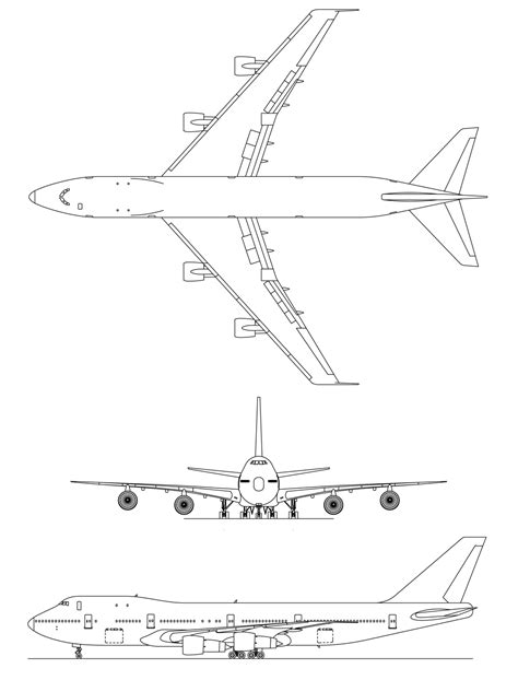 Airplane drawing, Boeing 747, Aircraft art