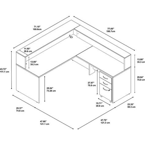 L Shaped Desk Measurements - Anna Furniture