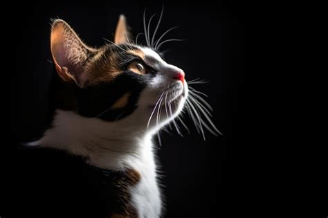 Premium Vector | Portrait of a calico cat on a black background